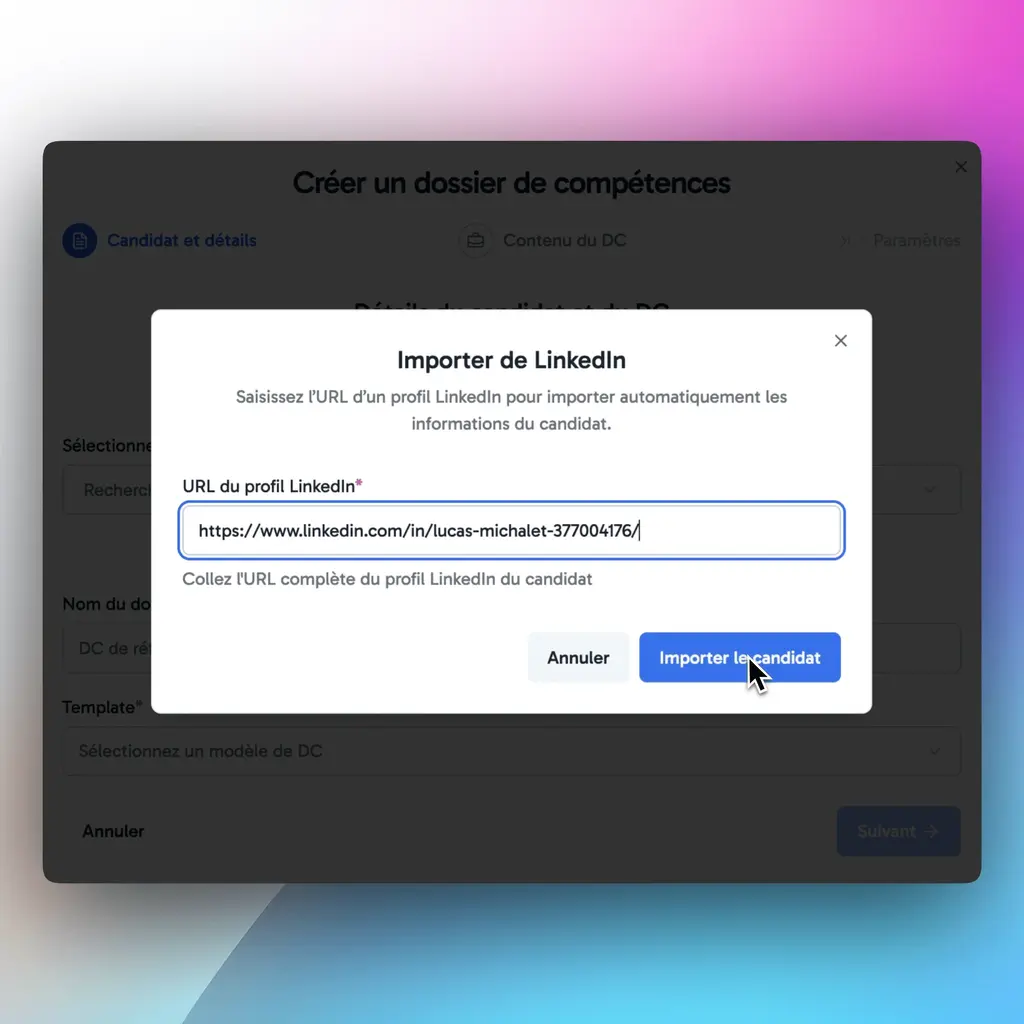 Création de dossier de compétences personnalisé