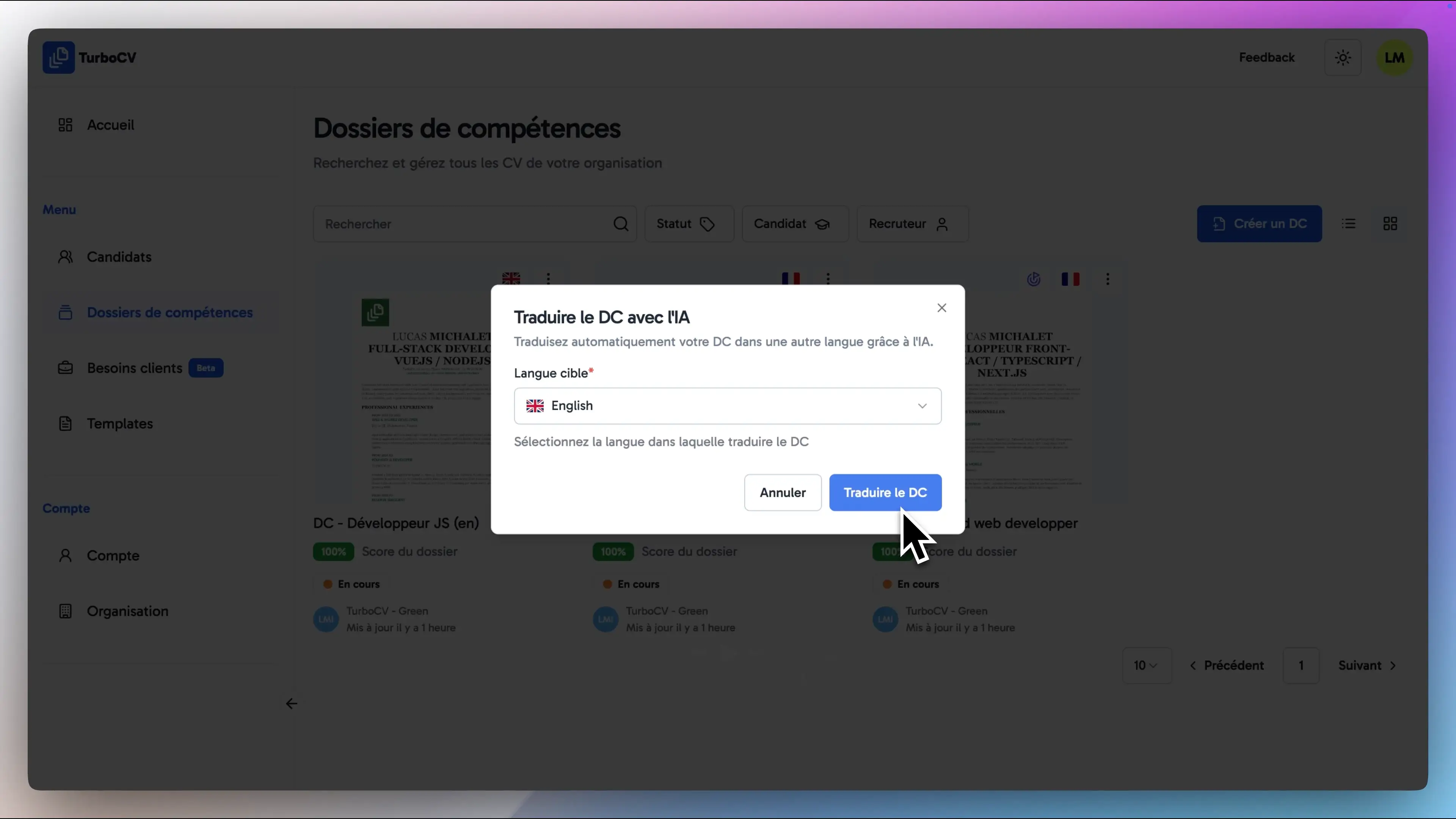 Traduction des dossiers de compétences preview