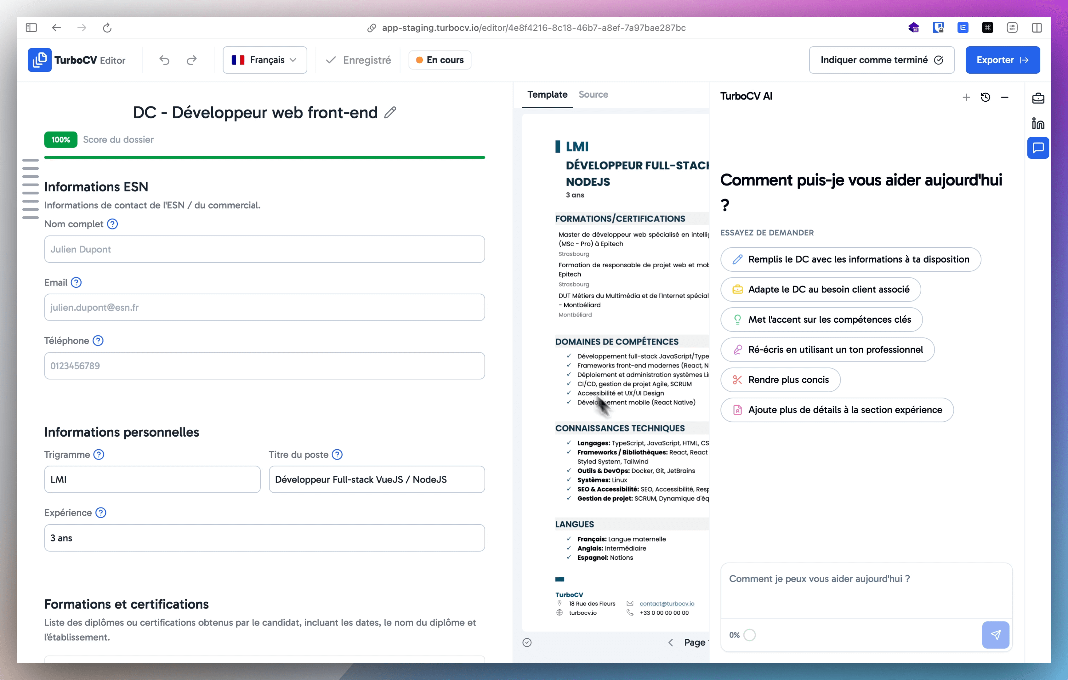 TurboCV AI 🤖 preview